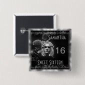 Masquerade zoet zestien vierkante button 5,1 cm (Voorkant /achterkant)