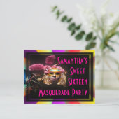 Masquerade zoete zestien uitnodiging (Staand voorkant)