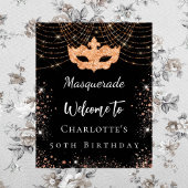 Masquerade zwart goud welkom verjaardagsfeest poster
