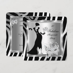 Masqueradefeest Verbluffend 50 Zebra Zilver Zwart Kaart