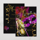 Masques de réponse RSVP noir or rose (Devant / Derrière)