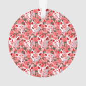 Masques Kitsune et camélia fleurie sur rose (dos)