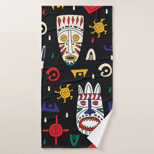 Masques tribaux africains motifs sans couture (Serviette de bain)
