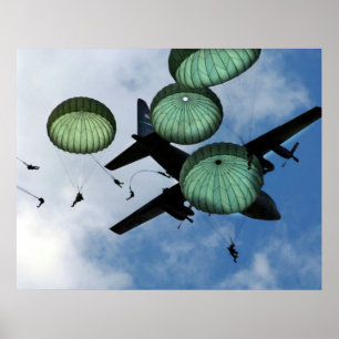Mass Jump Mission, Parachutes, VS Army Poster