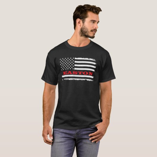 Massachusetts American Flag Easton USA Patriotic S T-shirt (Voorkant volledig)