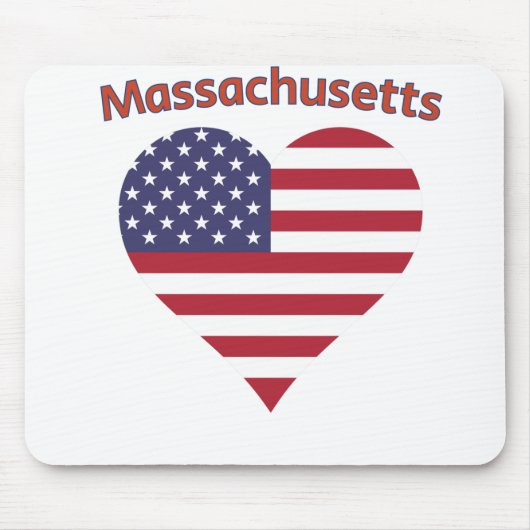 Massachusetts American Flag Heart Muismat (Voorkant)