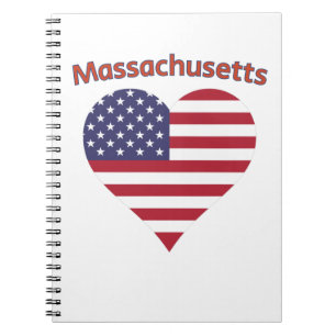 Massachusetts American Flag Heart Notitieboek