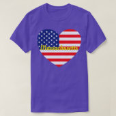 Massachusetts American Flag Heart T-shirt (Design voorkant)