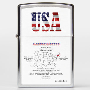 Massachusetts American state on a map and details
