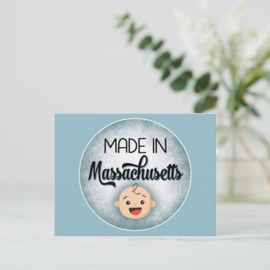 Massachusetts Baby Funny Blue New Boy Carte postal (Debout devant)