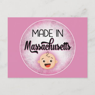 Massachusetts Baby Funny Pink Nouvelle Fille Carte