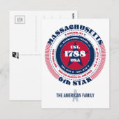 Massachusetts, Boston MA, Patriottisch Monogram Briefkaart (Voorkant / Achterkant)