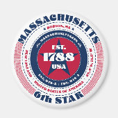 Massachusetts Circle Typographie Souvenir Magnet (Devant)
