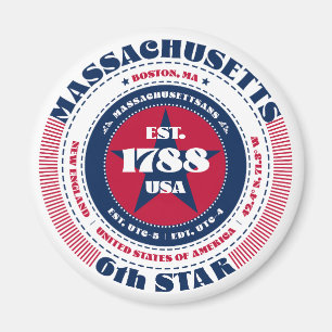 Massachusetts Circle Typography Souvenir Magnet Magneet