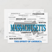 Massachusetts Cities and Towns State Pride Map Briefkaart (Voorkant / Achterkant)