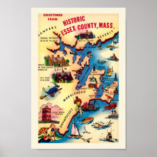  Massachusetts Coast Map Poster