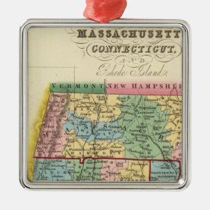 Massachusetts, Connecticut, Rhode Island Metalen Ornament