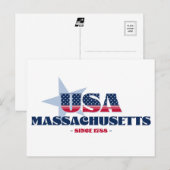 Massachusetts en carte postale rouge, blanche et b (Devant / Derrière)