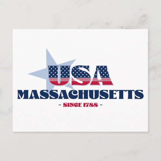 Massachusetts en carte postale rouge, blanche et b (Devant)