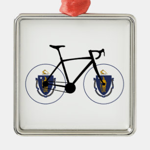 Massachusetts Flag Cycling Metalen Ornament