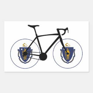 Massachusetts Flag Cycling Rechthoekige Sticker