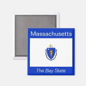 Massachusetts Flag Magnet Magneet (Voorkant / Achterkant)