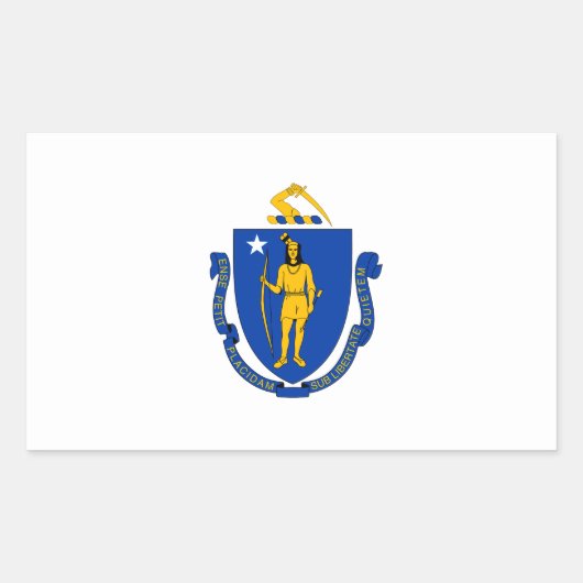 Massachusetts Flag Rechthoekige Sticker (Voorkant)