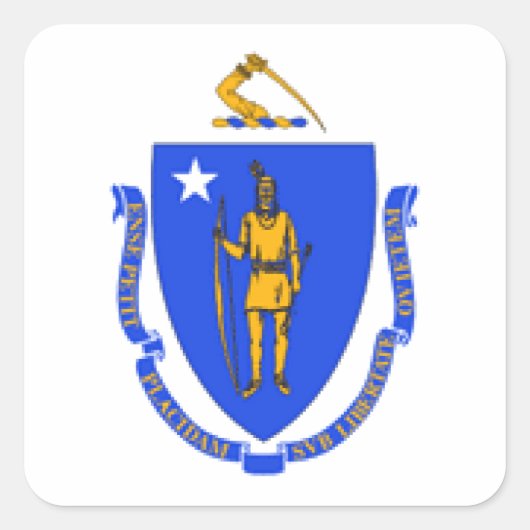 Massachusetts Flag Vierkante Sticker (Voorkant)