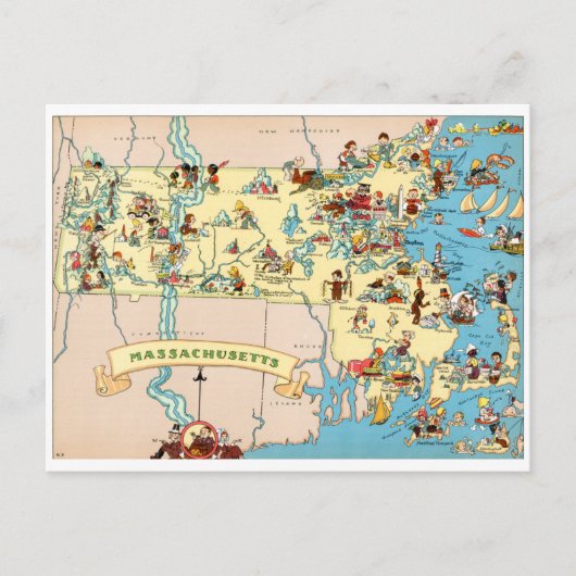 Massachusetts Funny  Map Briefkaart (Voorkant)