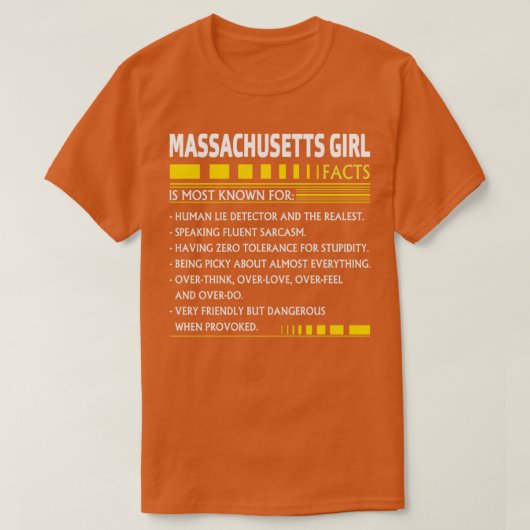 Massachusetts Girl Facts T-shirt (Design voorkant)