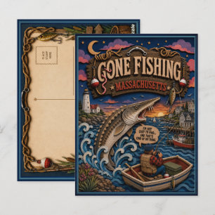 Massachusetts Gone Fishing Atlantische Steur Briefkaart
