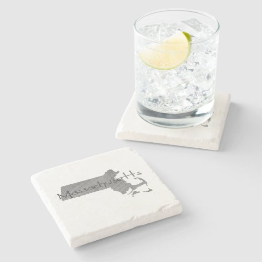 Massachusetts  grijs karton stenen onderzetter (Zijkant)