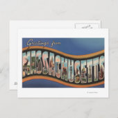 Massachusetts - grote letterscènes briefkaart (Voorkant / Achterkant)