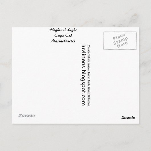 Massachusetts, Highland Light, Cape Cod Briefkaart (Achterkant)