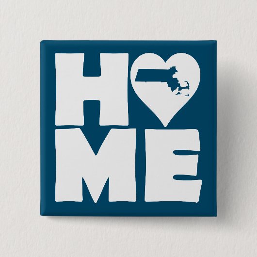 Massachusetts Home Heart State Button Badge Pin (Voorkant)