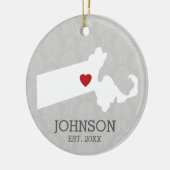 Massachusetts Home State City Map - Custom Weddens Keramisch Ornament (Links)