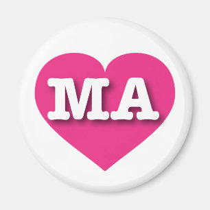 Massachusetts Hot Pink Heart - Ik hou van MA Magneet
