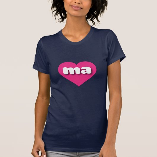Massachusetts hot roze hart - Ik hou van ma T-shirt (Voorkant)