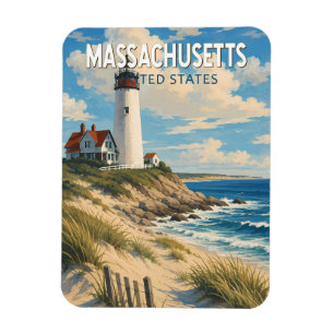 Massachusetts Illustratie Reis Kunst Vintage Magneet