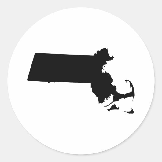 Massachusetts in het zwart ronde sticker (Voorkant)