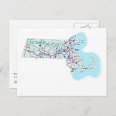Massachusetts Interstate Map Briefkaart (Voorkant / Achterkant)