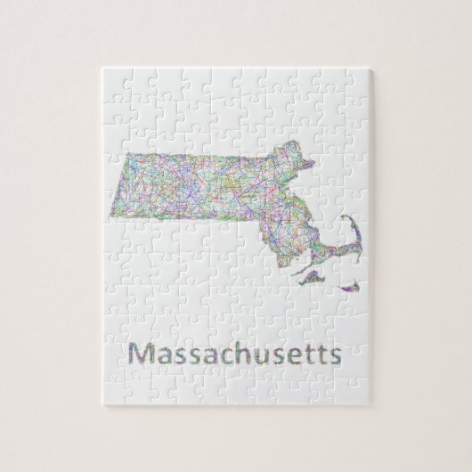Massachusetts-kaart Legpuzzel (Verticaal)