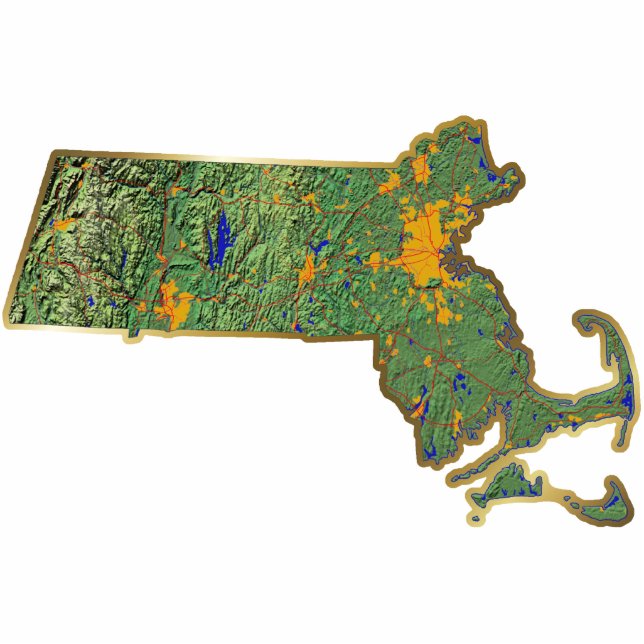 Massachusetts Kaart Magnet uit Fotobeeldje Magneet (Voorkant)