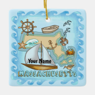 Massachusetts Keramisch Ornament