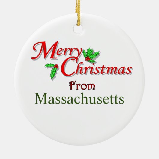 Massachusetts kerstboomversiering keramisch ornament (Achterkant)