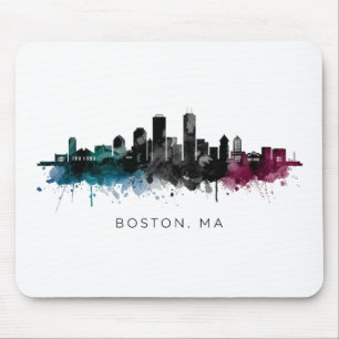 Massachusetts Kunst   Boston MA Silhouet Aquarel Muismat