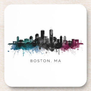 Massachusetts Kunst Boston MA Silhouette Waterve Bier Onderzetter