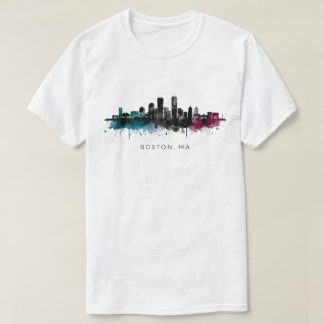 Massachusetts Kunst | Boston MA Silhouette Waterve T-shirt