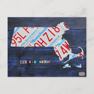 Massachusetts License Bord Map Briefkaart