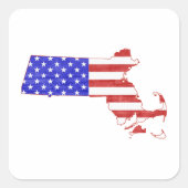 Massachusetts Map: Amerikaanse vlag patriottisch Vierkante Sticker (Voorkant)